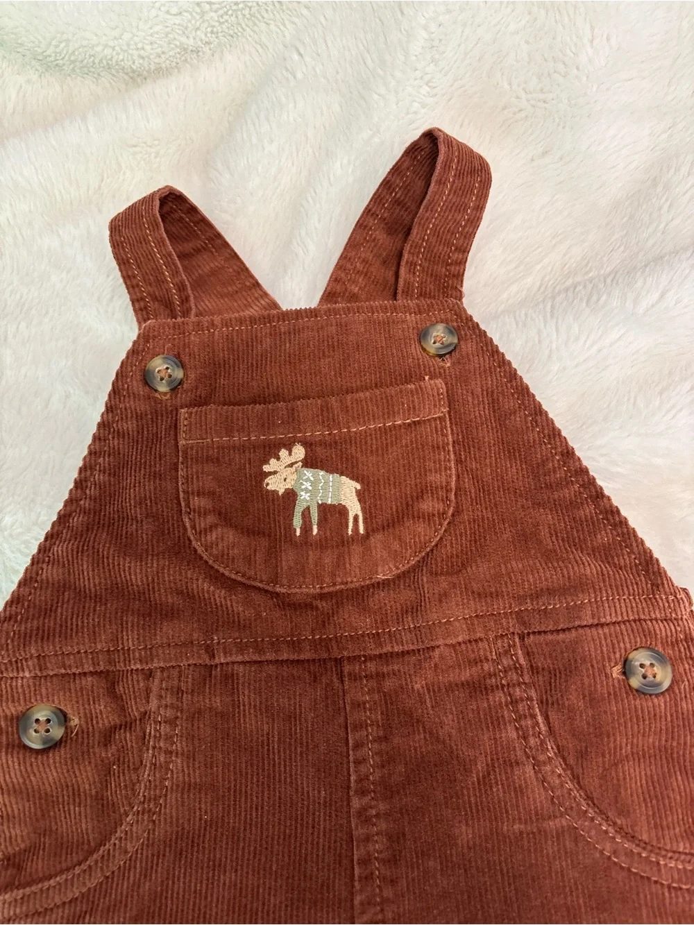 Carters Corduroy Baby Overalls with Moose Embroidery brown 6 months